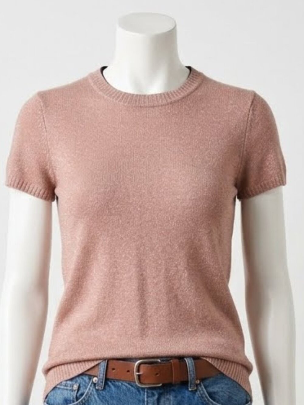 525 Women's X-Small Pink Cashmere Sweater Short Sleeve Crew Neck Size XS